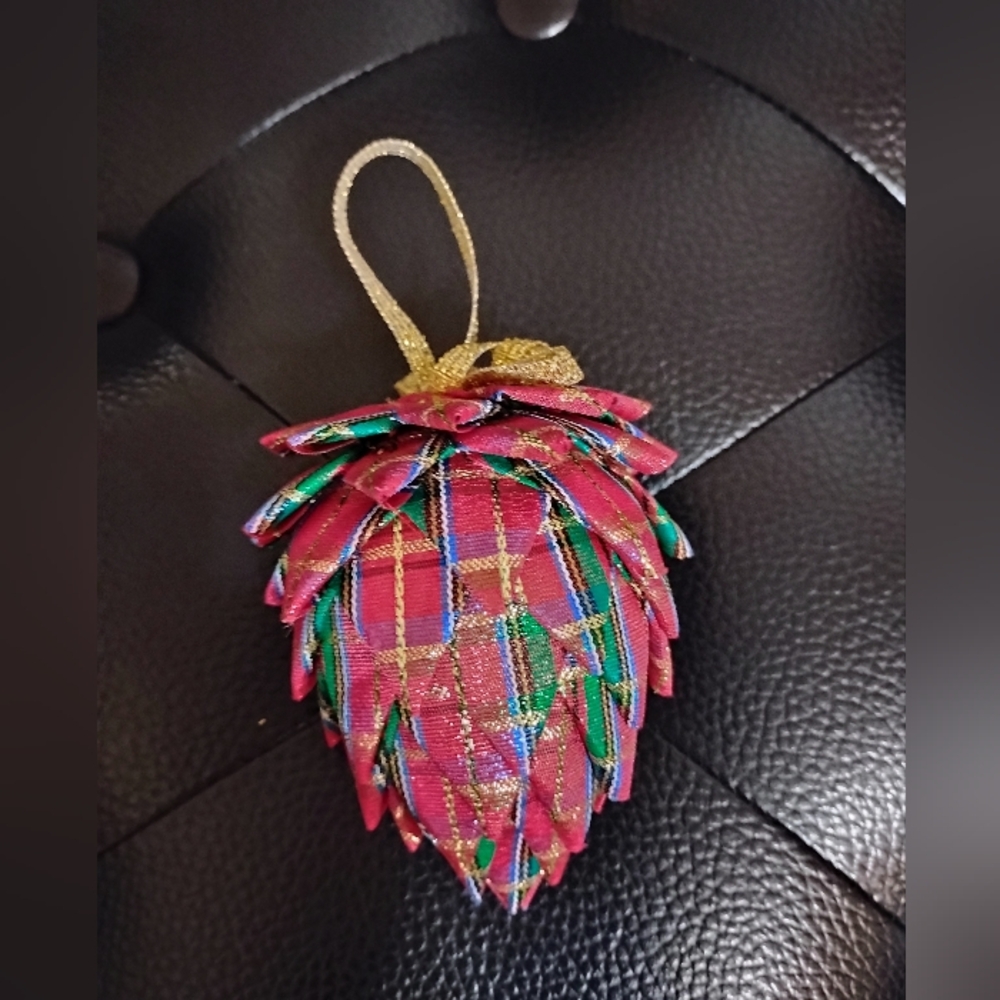 Festive Pink and Gold Ornament Pinecone Shape Handmade